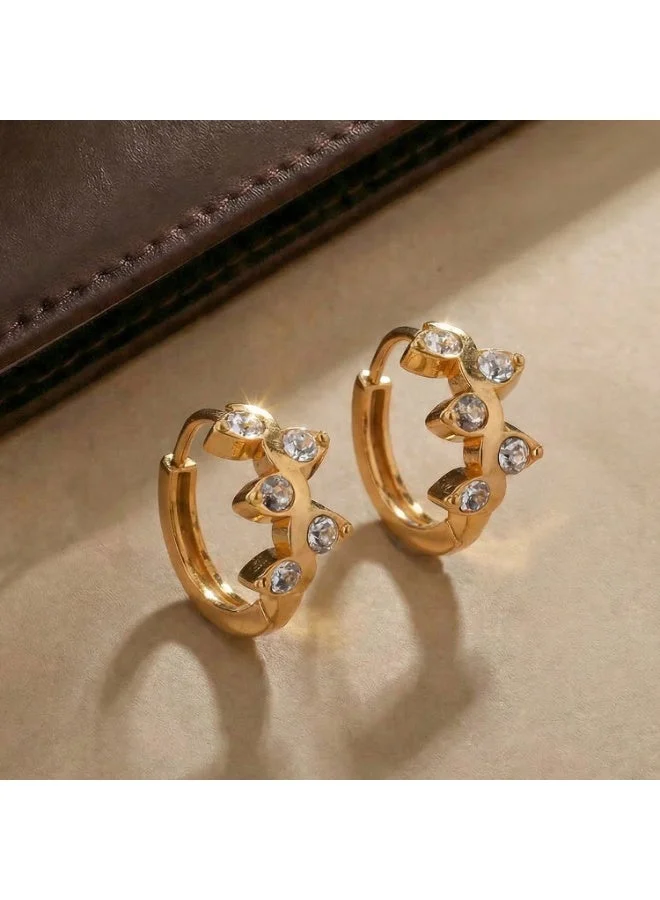 Palmonas 18K Gold Tone Plated Frost Petal Hoop Earrings For Women - Waterproof & Anti-Tarnish