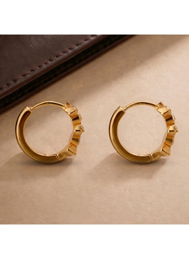 Palmonas 18K Gold Tone Plated Frost Petal Hoop Earrings For Women - Waterproof & Anti-Tarnish - Image 3