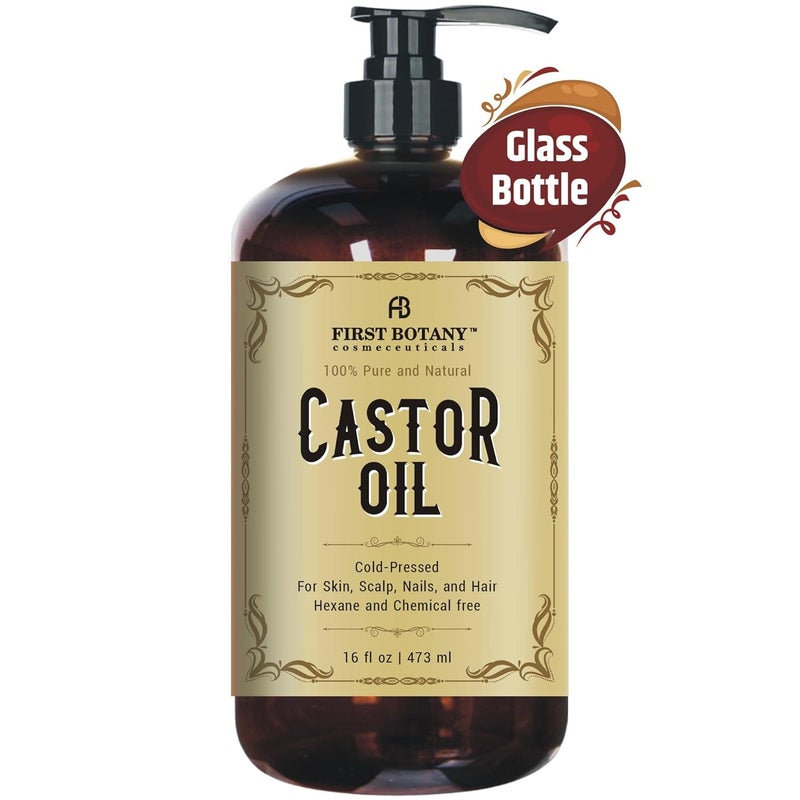 First Botany Castor oil 16 fl oz The BEST Emollient for Skin Hair Nail Care Can be used as Hair Growth Serum Face Body Moisturizer Eyebrow serum And Eyelash serum - Image 2