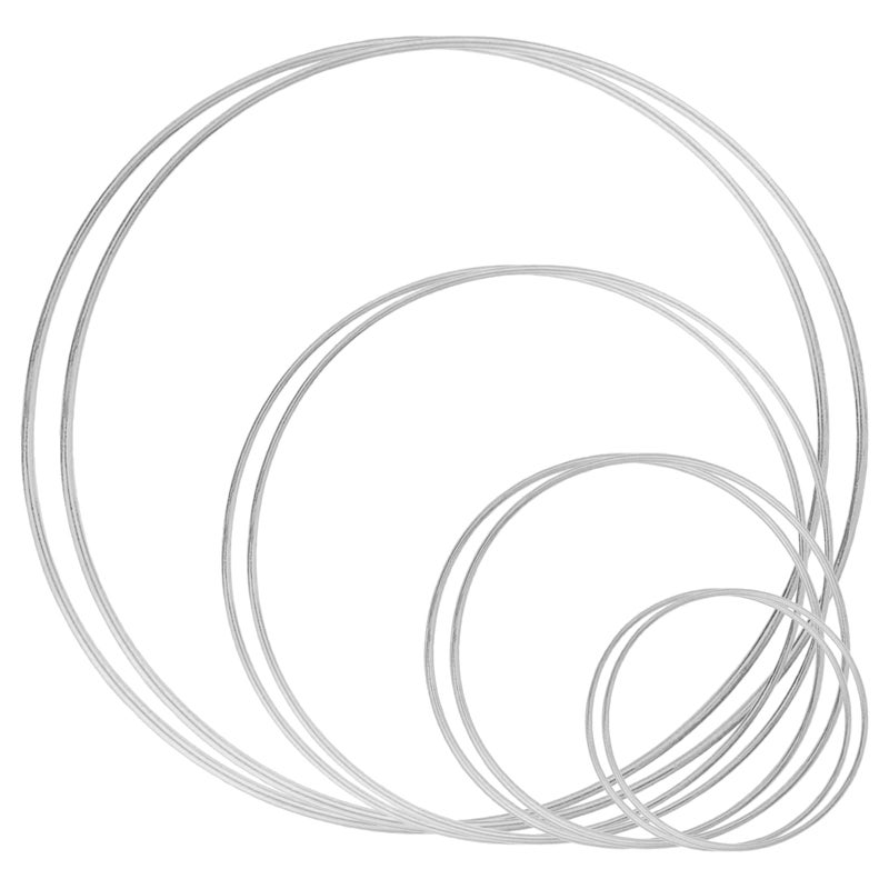 LULARINE 8 Pack Large Metal Floral Hoop Wreath Macrame Silver Hoop Rings6 Inch8 Inch10 Inch 12 Inch for Making Wedding Wreath Decor and DIY Dream Catcher Wall Hanging CraftsSilver 
