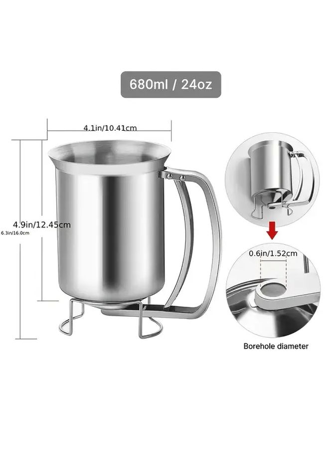 Stainless Steel Batter Funnel With Base And Heart Shaped Liners For Baking - Image 3