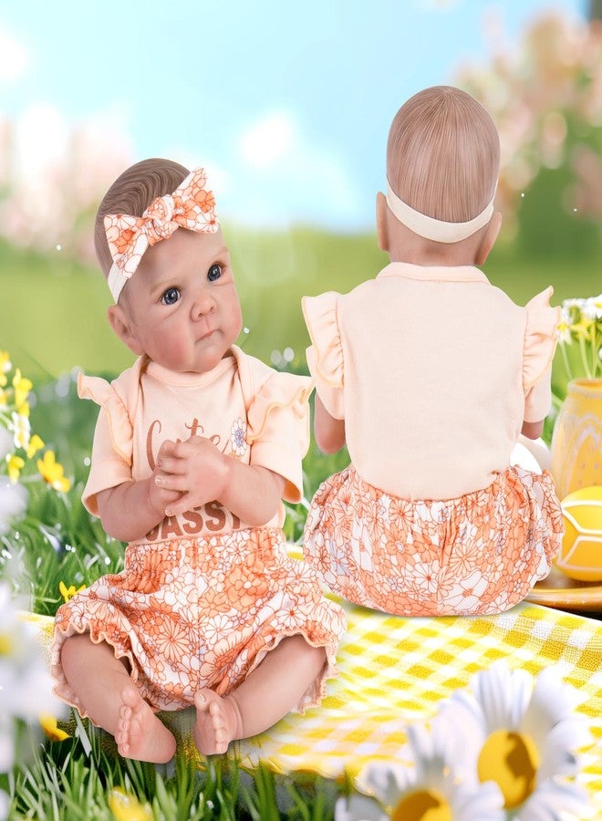 Aori Lifelike Baby Dolls Clothes 20 Inch Pink Shirt and Floral Pants Set for 17-20 in Realistic Reborn Girl Doll - Image 3