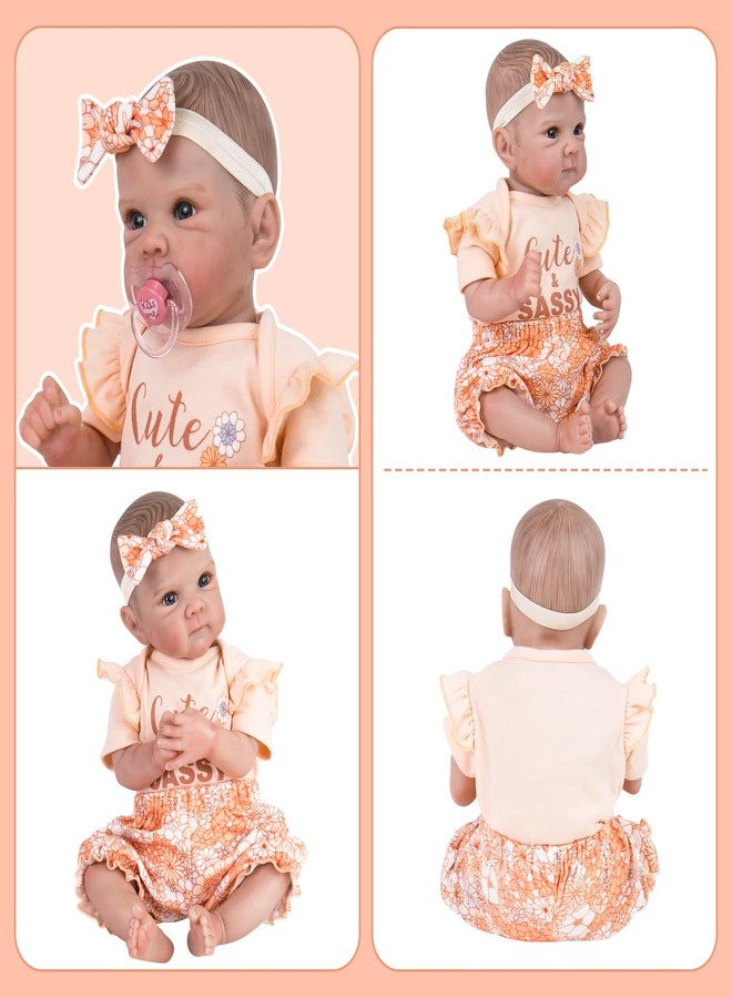 Aori Lifelike Baby Dolls Clothes 20 Inch Pink Shirt and Floral Pants Set for 17-20 in Realistic Reborn Girl Doll - Image 5