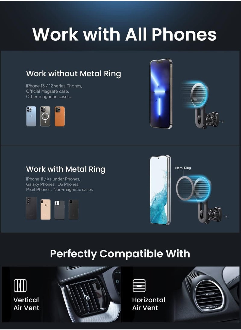 ليسن حامل هاتف مغناطيسي للسيارة من MagSafe لهاتف iPhone 16، [تركيب سريع] حامل هاتف مغناطيسي للسيارة من MagSafe، إكسسوارات سيارات هدايا عيد الحب له ولها iPhone 16 Pro Max 15 14 13 12 Plus Mini للرجال والنساء، أسود  - Image 4