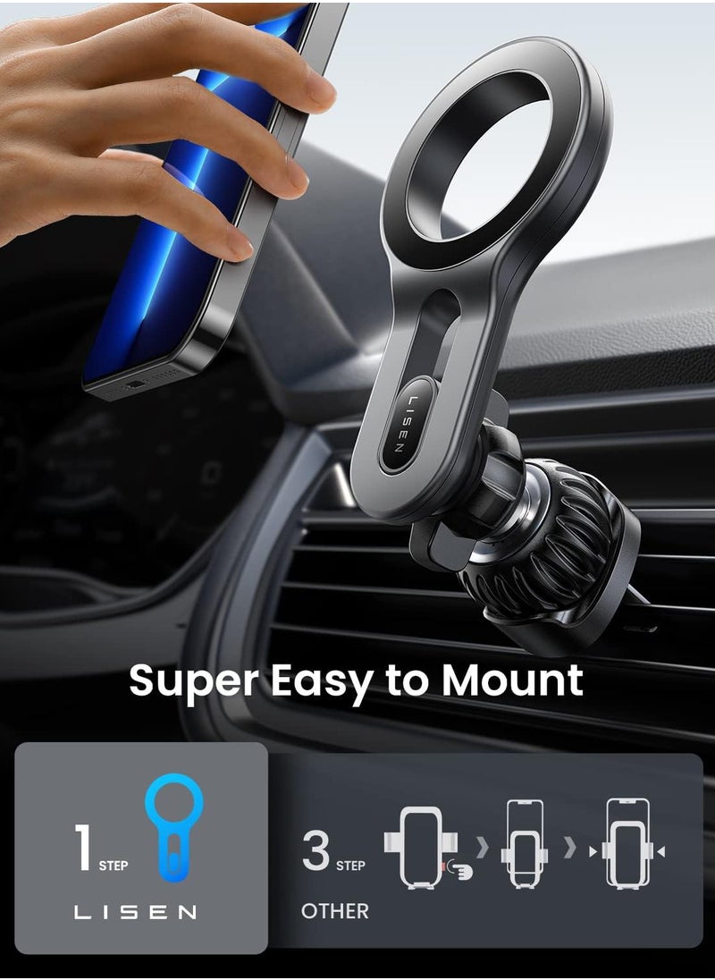 Lisen - for iPhone 16 MagSafe Car Mount, [Quick Install] Magnetic Mag Safe Car Phone Holder Vent, Car Accessories Valentines Gifts for Him Her iPhone 16 Pro Max 15 14 13 12 Plus Mini Men Women, Black - Image 1