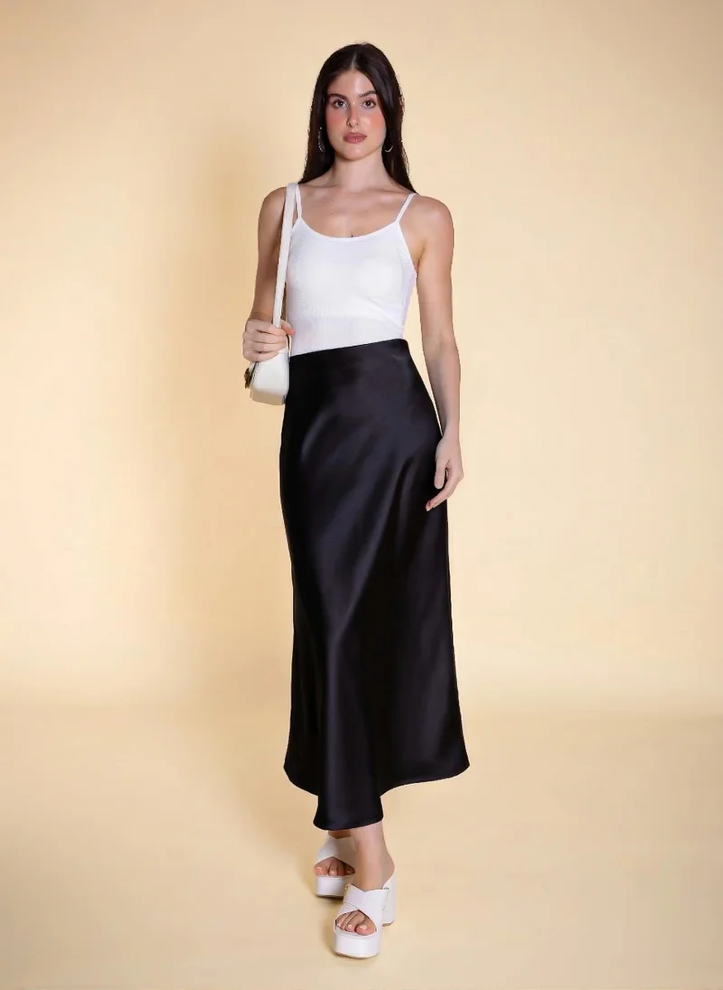 SHAPES MIDI SATIN SKIRT