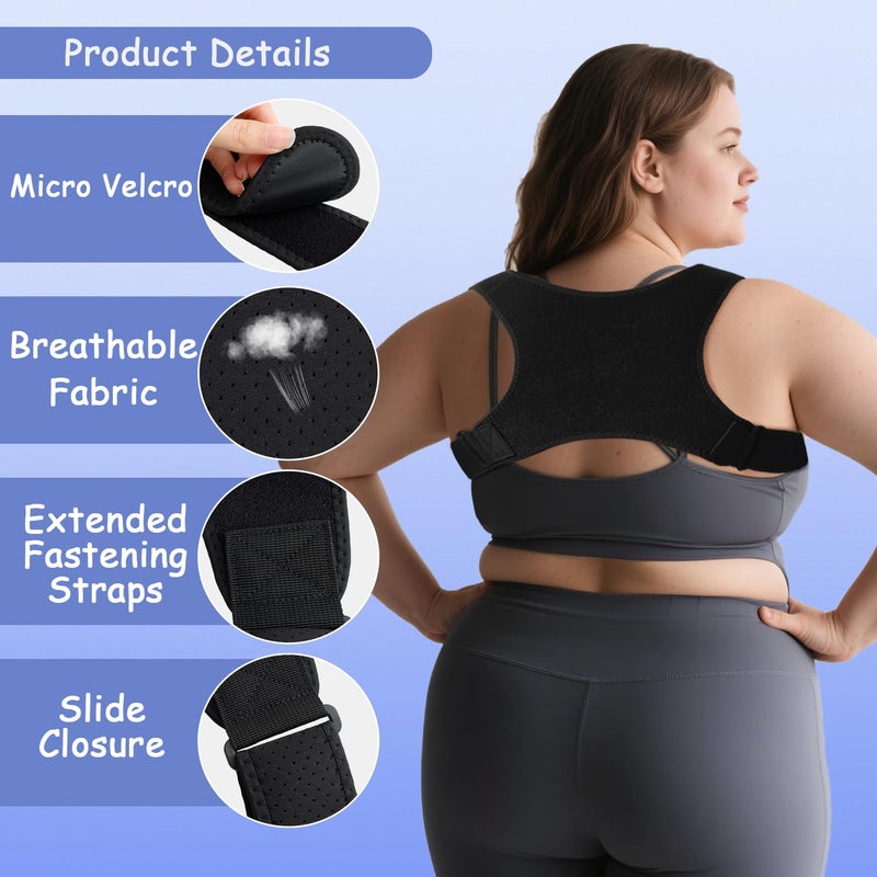 King Mills Plus Size Back Brace for Lower Back Pain, Breathable Posture Corrector for Women & Men Plus Size 3XL to 6XL, Adjustable Support Brace for Big & Tall - Image 5