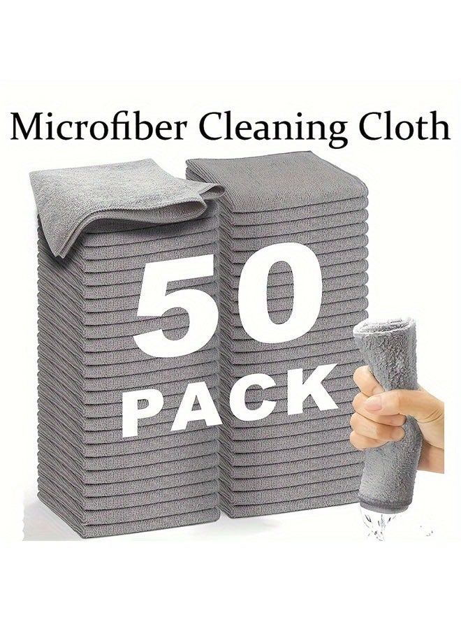 HOMESTAR 50pcs Ultra Absorbent Microfiber Towels | Compact, Ultra-Soft, Non-Scratch, Hand Wash Only, Square, Kitchen Towels for Car Washing, Dish Drying & Glass Cleaning - Image 1
