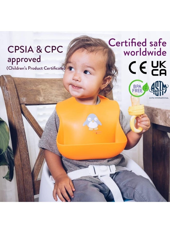 NatureBond Silicone Baby Bibs Easily Wipe Clean With Waterproof Pouch (2 PCs) - Image 3