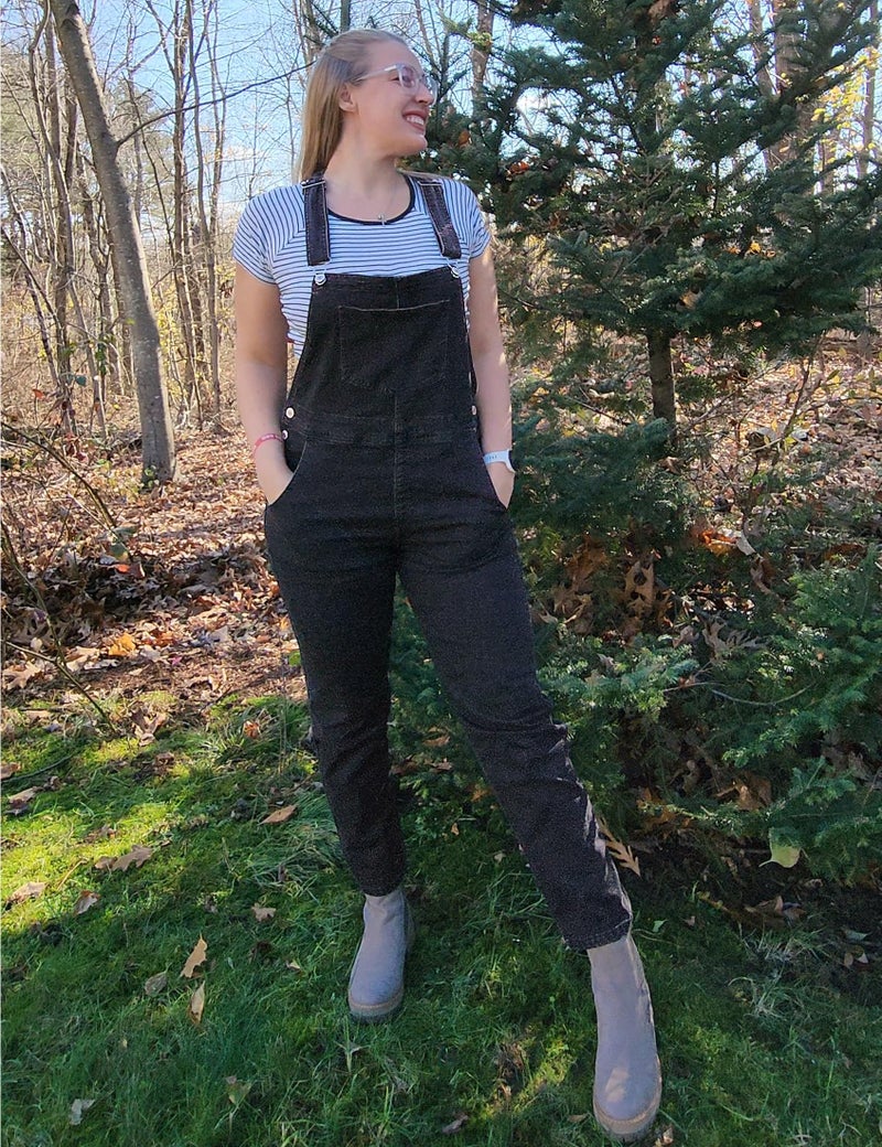 luvamia Flexclusive Women's Casual Adjustable Denim Bib Overalls Jeans Pants Trendy Loose Jumpsuits for Women 2025 Jean Overall Black Size Large - Image 4