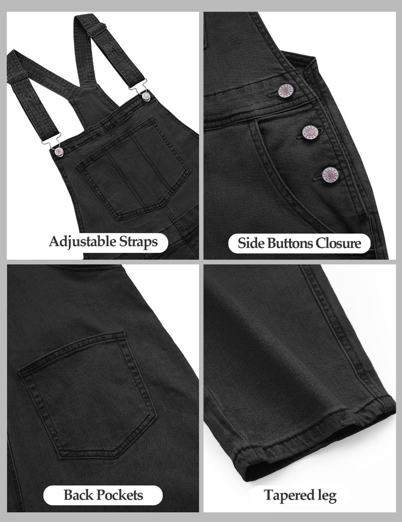 luvamia Flexclusive Women's Casual Adjustable Denim Bib Overalls Jeans Pants Trendy Loose Jumpsuits for Women 2025 Jean Overall Black Size Large - Image 5