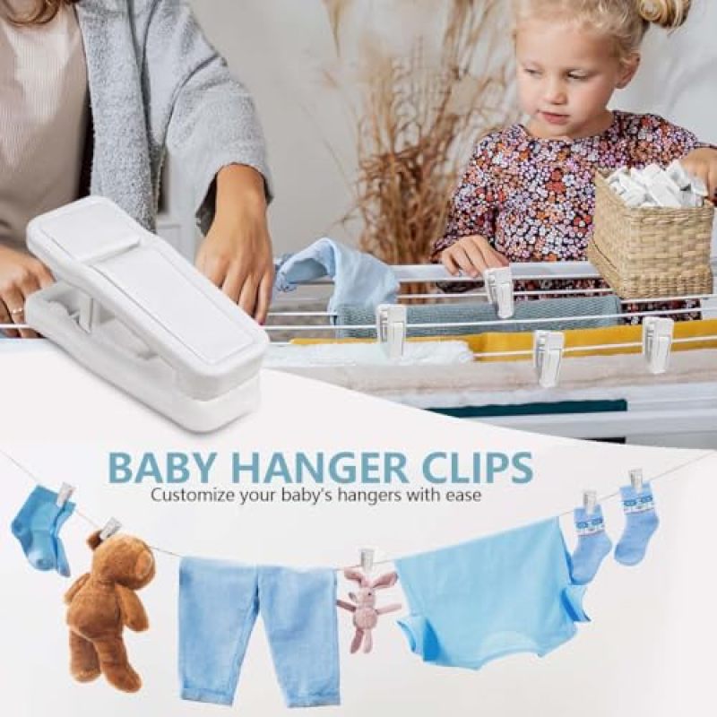 White Baby Hangers With Velvet Clips - Gentle Grip Plastic Hangers for Baby Clothes Wardrobe Organization - Image 4