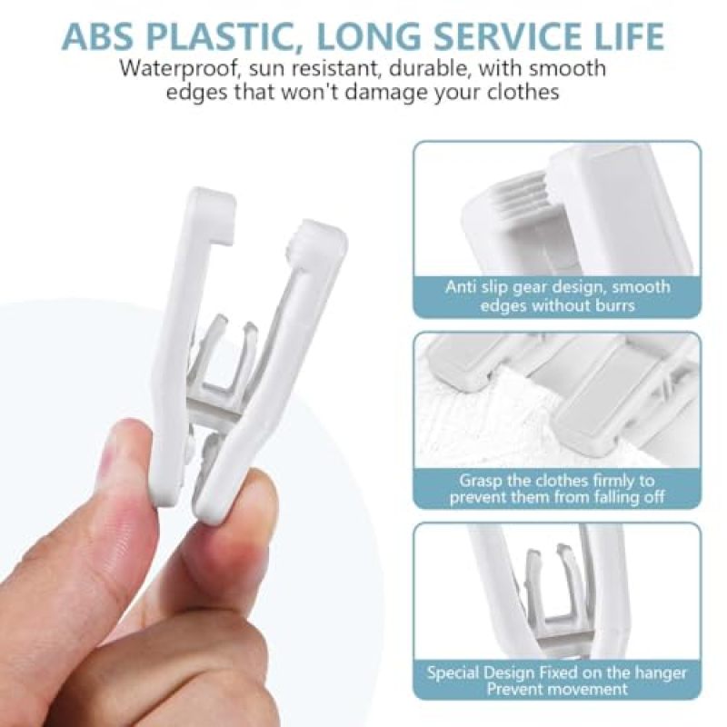 White Baby Hangers With Velvet Clips - Gentle Grip Plastic Hangers for Baby Clothes Wardrobe Organization - Image 2