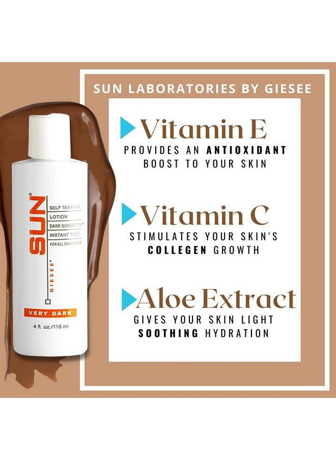 Sun Laboratories by Giesee Sun Laboratories By Giesee Dark Sunsation Sunless Tanning Lotion 4 oz - Fragrance-Free, Non-Toxic, Organic Tanning Lotion, Dark Self Tanner, Natural Self Tanning Lotion for Face and Body  - Image 2