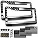 FBJTDQ American Flag License Plate Frame Black Patriotic USA Car Tag Frame Holder 2 Pack in AlumPlastic Hybrid with Brushed Finish Screws Caps Decals - Image 2