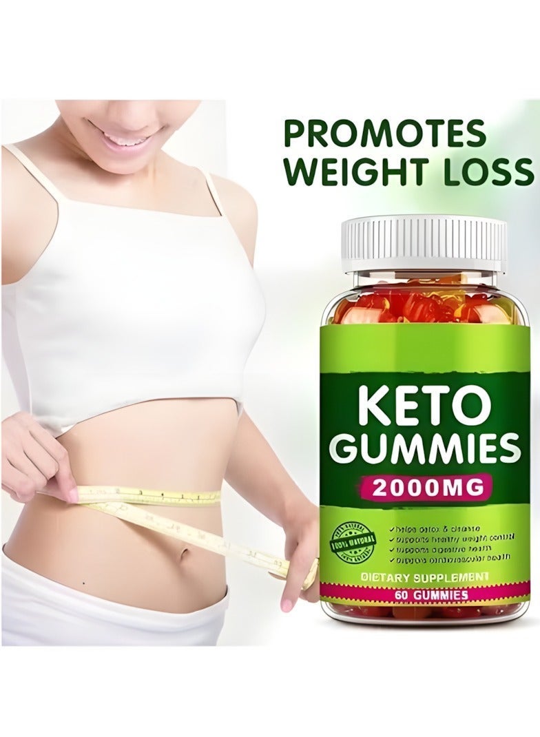 KETO خل التفاح وحلويات كيتو 60 حبة 2000 ملغ، تعزز فقدان الوزن، مكمل غذائي، تنظم الوظيفة البدنية والصحة، تعزز الذاكرة، حلوى بروبيوتيك - Image 2