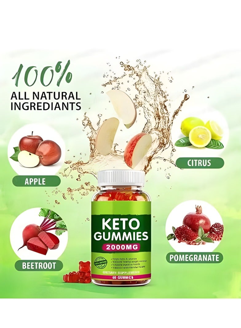 KETO Apple cider vinegar and keto gummies 60 Gummies 2000mg, Loss Promotesweight, Dietary Supplement,Regulate Physical Function and Health, Enhance Memory, Probiotic Gummies  - Image 2