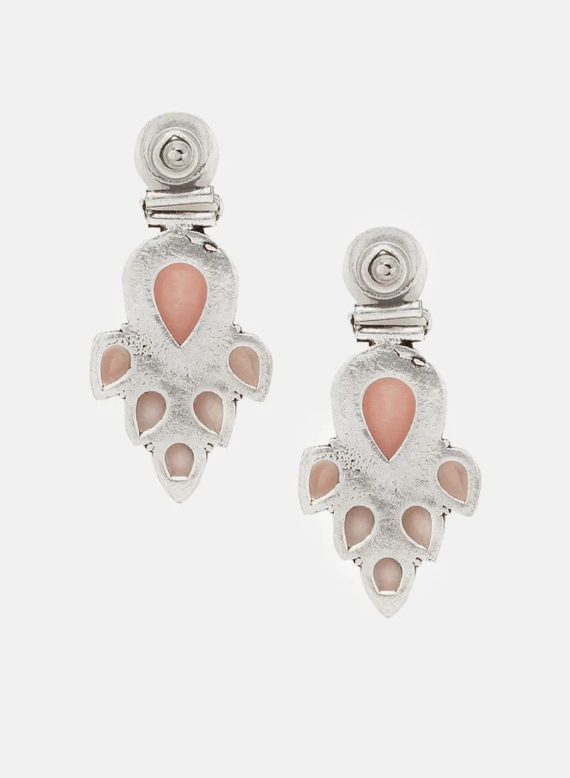 Priyaasi Plated Crystals Contemporary Oxidized Drop Earrings