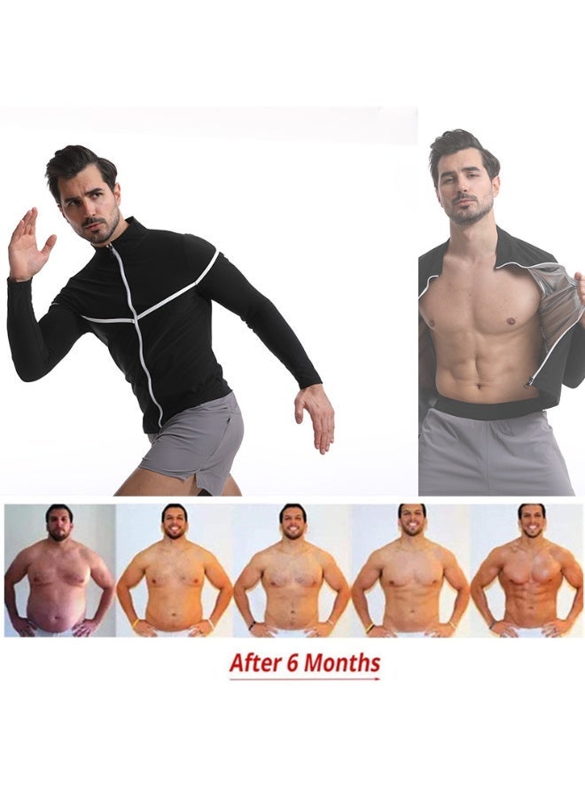 يس طقم بدلة ساونا للرجال، بأكمام طويلة وبنطلون، لحرق المزيد من الدهون، والتعرق أكثر، طقم تمرين لتعزيز التعرق لفقدان الوزن - Image 4