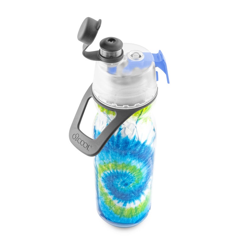 O2COOL Mist 'N Sip Misting Water Bottle 2-in-1 Mist And Sip Function With No Leak Pull Top Spout Reusable Sports Water Bottle - 20 oz (Tie Dye Blue) - Image 3