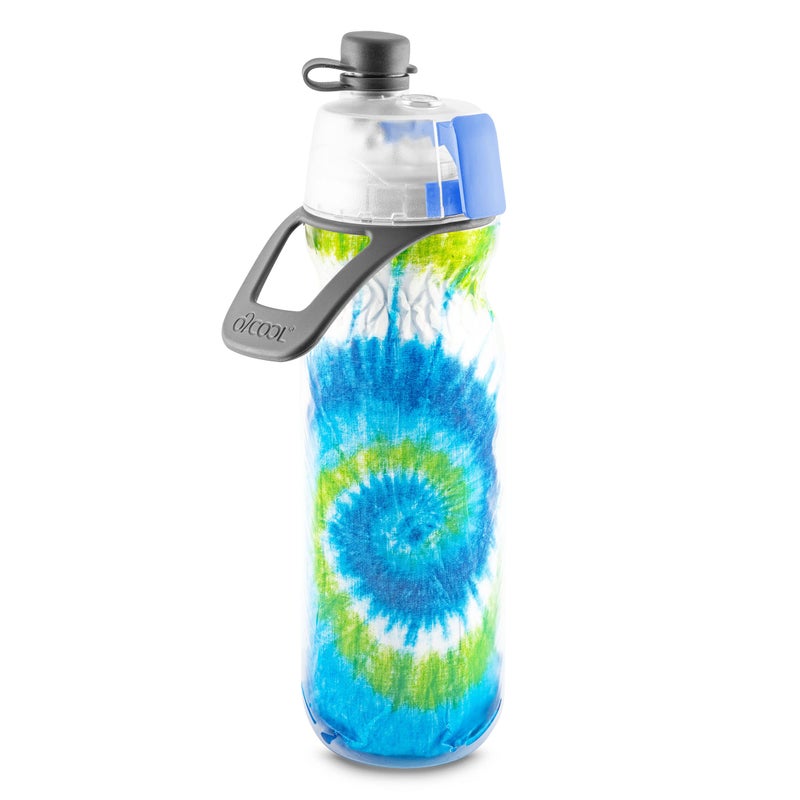 O2COOL Mist 'N Sip Misting Water Bottle 2-in-1 Mist And Sip Function With No Leak Pull Top Spout Reusable Sports Water Bottle - 20 oz (Tie Dye Blue) - Image 1