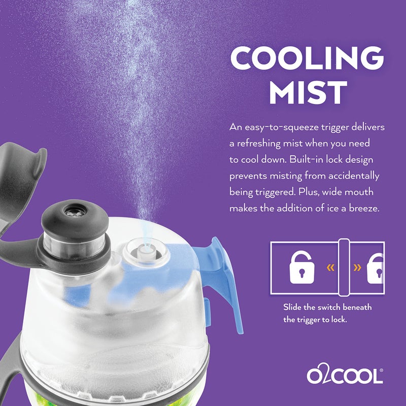 O2COOL Mist 'N Sip Misting Water Bottle 2-in-1 Mist And Sip Function With No Leak Pull Top Spout Reusable Sports Water Bottle - 20 oz (Tie Dye Blue) - Image 5
