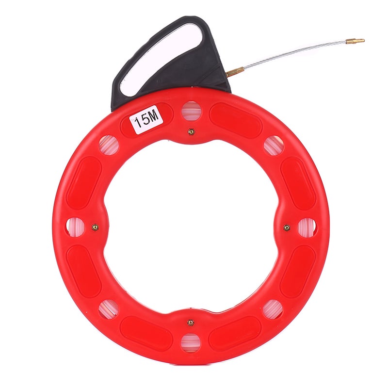 15M Fiberglass Fish Tape Reel Puller Conductive Electrical Cable Puller with Impact Case Electric or Communication Wire Puller Use for Drywall Ceiling Under Rug Conduit or Pipe - Image 1