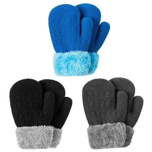 3 Pack Baby Mittens for Toddler Girls Boys 2 Size Winter Mitten Gloves for Baby Infant Newborn Kids Unisex Warm Fleece Lined Gloves Hand Mittens for Cold Weather06