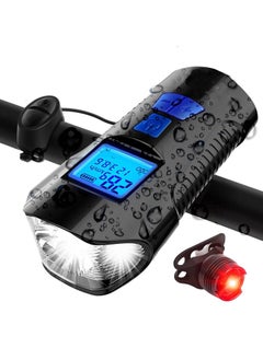 Y&D SYOSI Bike Light Set, Bicycle Headlight and Taillight with Speedometer, USB Rechargeable Waterproof Front Tail Light, Speedometer Fit All Mountain Road  - Image 1