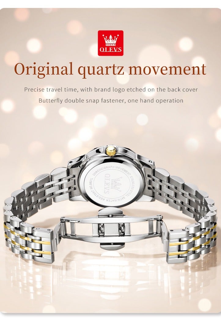 أوليفز طقم أنيق للسيدات مكون من ساعة يد وسوار وقلادة، تصميم عصري مع إضاءة ليلية وتقويم مقاوم للماء وسوار من الفولاذ المقاوم للصدأ، هدية رومانسية لعيد الحب وأعياد الميلاد، هدية يومية مع علبة فاخرة وحقيبة          询问 ChatGPT - Image 4