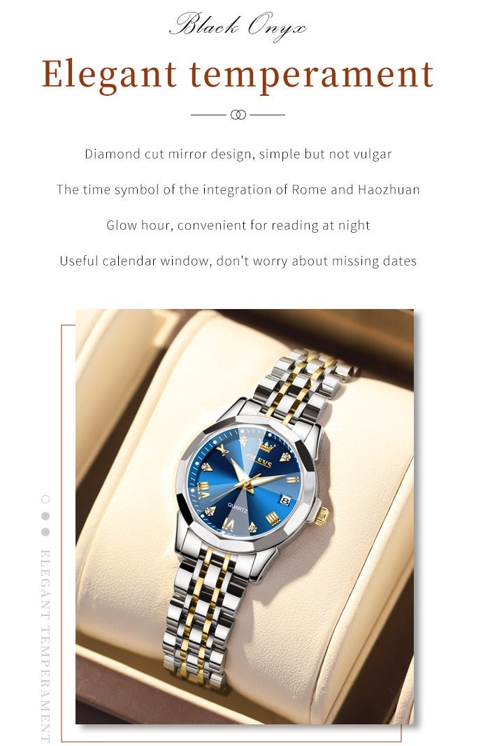 أوليفز طقم أنيق للسيدات مكون من ساعة يد وسوار وقلادة، تصميم عصري مع إضاءة ليلية وتقويم مقاوم للماء وسوار من الفولاذ المقاوم للصدأ، هدية رومانسية لعيد الحب وأعياد الميلاد، هدية يومية مع علبة فاخرة وحقيبة          询问 ChatGPT - Image 2