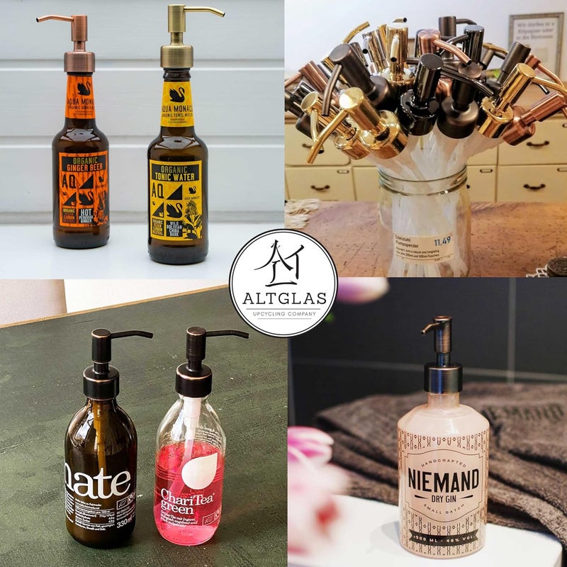 Altglas Stainless Steel Soap Pump 'Budapest' as Replacement for Liquid Hand Soap Dispensers and Bottle Upcycling - fits Regular Mouth Bottles with 1.1 in / 28 mm Thread e.g. Jack Bottle (Silver Brushed) - Image 2