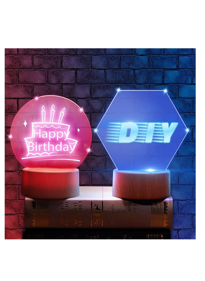SYOSI - 3D Night LED Light Lamp Bases 6 Pieces Clear Acrylic Sheets LED Display Base Acrylic Blanks for LED Base Acrylic Light Panel with Remote Control, USB Cable 16 Colors 4 Modes 4 Pieces Wood Color - Image 1