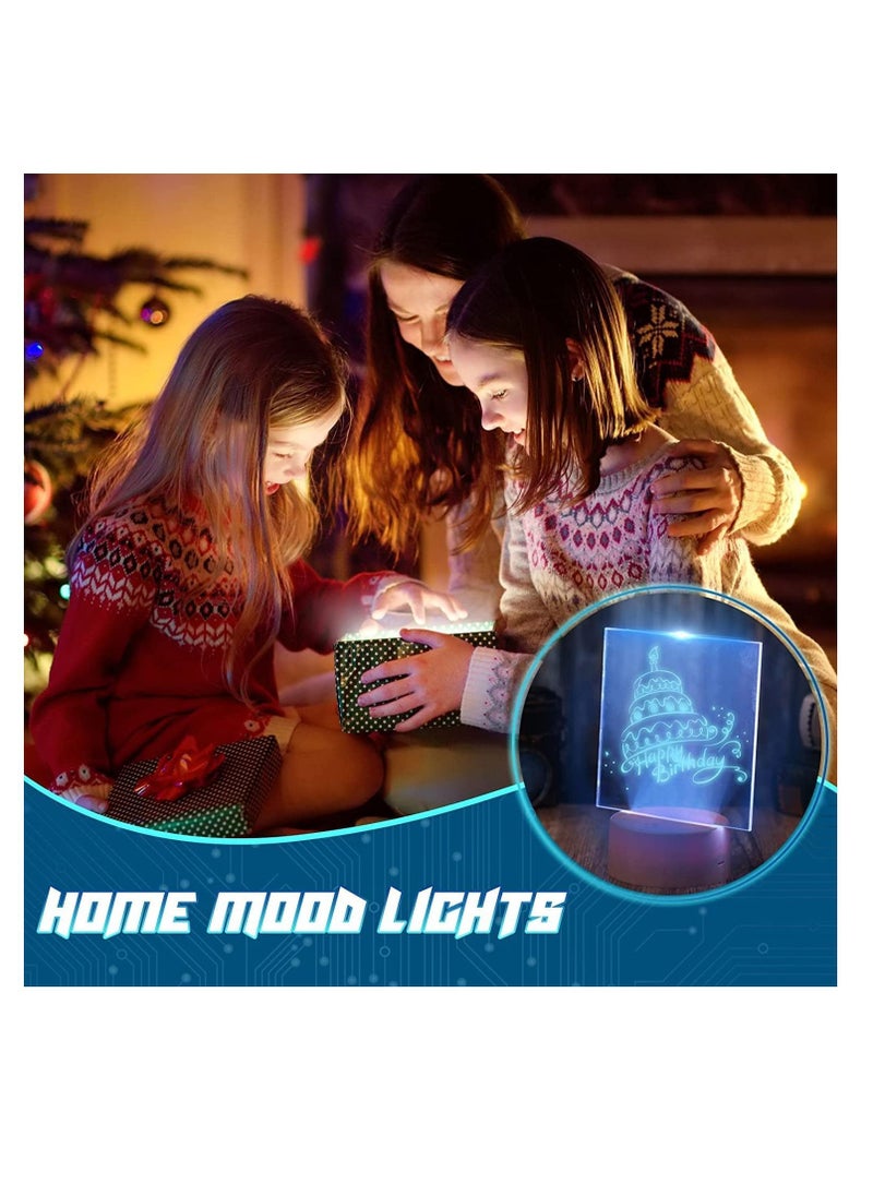 SYOSI - 3D Night LED Light Lamp Bases 6 Pieces Clear Acrylic Sheets LED Display Base Acrylic Blanks for LED Base Acrylic Light Panel with Remote Control, USB Cable 16 Colors 4 Modes 4 Pieces Wood Color - Image 1