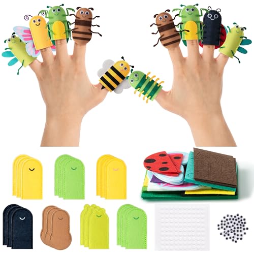 COcnny Insect Finger Puppets Craft 21pcs DIY Bugs Felt Hand Puppet Toy Making Kit for Toddlers Kids Ages 3 48 Make Your Own Story Telling Role Playing Spring Party Classroom School Art Supplies - Image 1