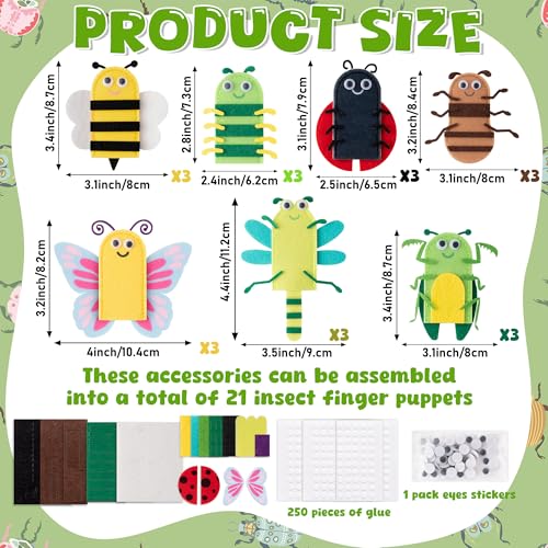 COcnny Insect Finger Puppets Craft 21pcs DIY Bugs Felt Hand Puppet Toy Making Kit for Toddlers Kids Ages 3 48 Make Your Own Story Telling Role Playing Spring Party Classroom School Art Supplies - Image 5