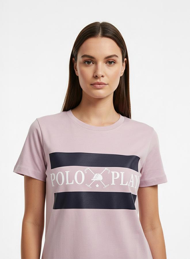Polo Play Lilac Graphic Logo Crew Neck T-Shirt - Image 3