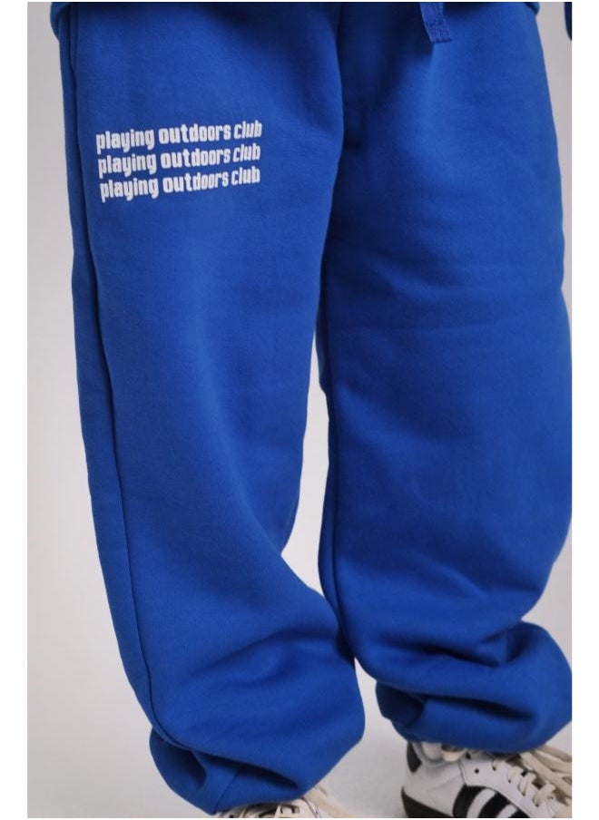 playmore - Unisex Blue "Playing Outdoors Club" Comfy Sweatpants - Image 1