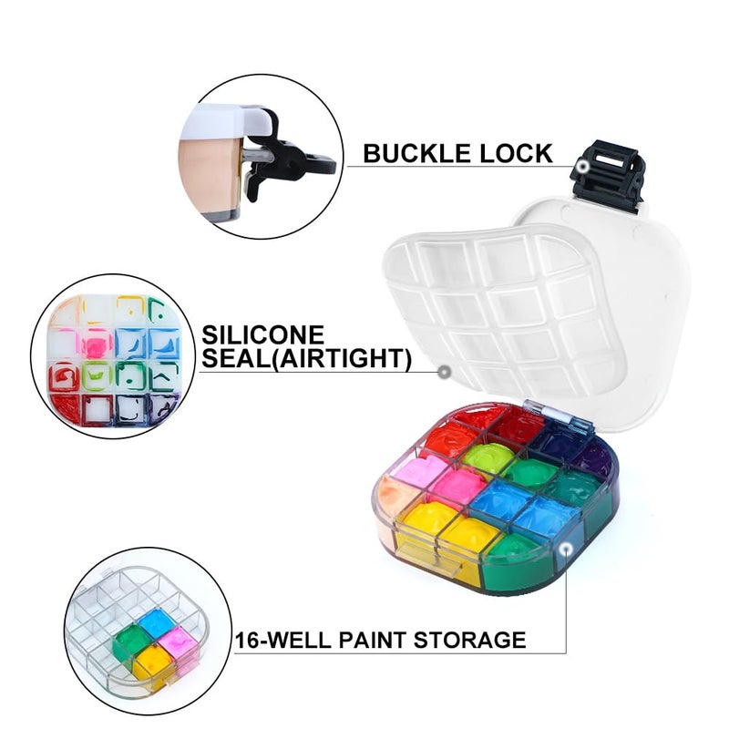 Transon Paint Saver Storage Palette Box 16well Portable Airtight Black - Image 2