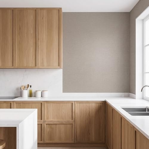 WADILE Grasscloth Peel and Stick Wallpaper 15.7in x 78.7in, Textured Contact Paper for Cabinets, Faux Linen Wall Paper Pull and Stick, Fabric Vinyl Wallpaper Self Adhesive Gray Yellow - Image 5