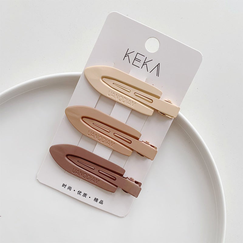 Generic Vintage Fashion Milk Tea Color Large small size Non-marking Pointed Nose Clip brown Style Children's Hairpin Ins Simple Basic Baby Clip - Image 4