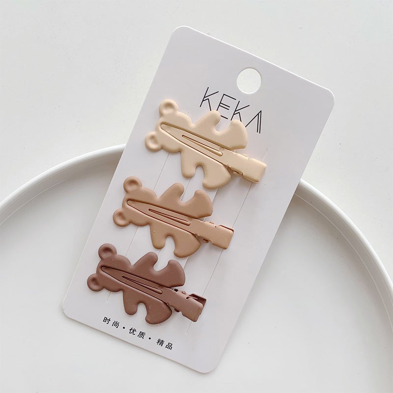 Generic Vintage Fashion Milk Tea Color Large small size Non-marking Pointed Nose Clip brown Style Children's Hairpin Ins Simple Basic Baby Clip - Image 1