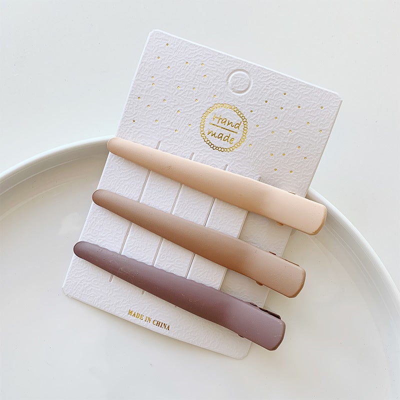 Generic Vintage Fashion Milk Tea Color Large small size Non-marking Pointed Nose Clip brown Style Children's Hairpin Ins Simple Basic Baby Clip - Image 5