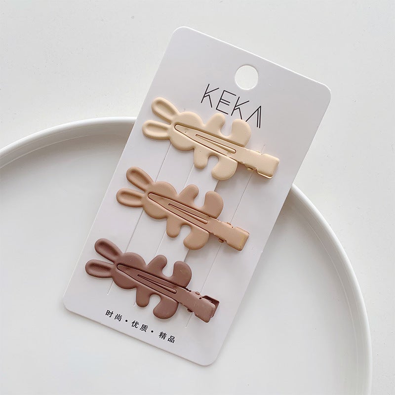 Generic Vintage Fashion Milk Tea Color Large small size Non-marking Pointed Nose Clip brown Style Children's Hairpin Ins Simple Basic Baby Clip - Image 2