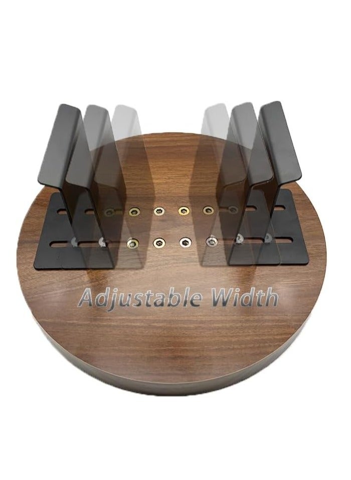 شو وو طاولة أريكة، صينية طاولة كرسي بذراعين خشبية قابلة للتعديل، مكتب مسند ذراع للأريكة وصينية أريكة للوجبات الخفيفة والمشروبات وأجهزة التحكم عن بعد، طاولة مسند ذراع مضادة للانزلاق للأريكة تناسب واسعة ورقيقة - Image 3