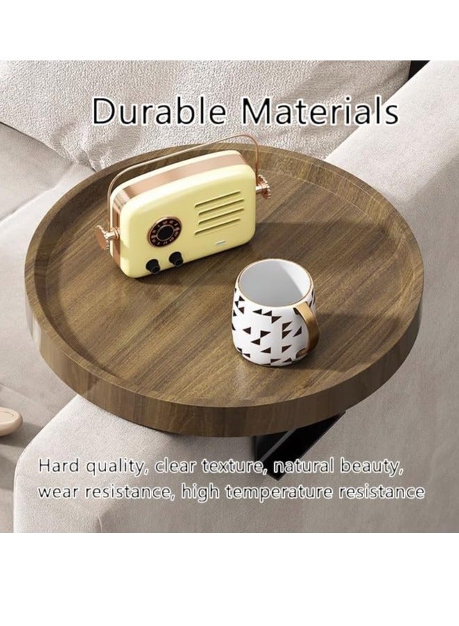 شو وو طاولة أريكة، صينية طاولة كرسي بذراعين خشبية قابلة للتعديل، مكتب مسند ذراع للأريكة وصينية أريكة للوجبات الخفيفة والمشروبات وأجهزة التحكم عن بعد، طاولة مسند ذراع مضادة للانزلاق للأريكة تناسب واسعة ورقيقة - Image 5