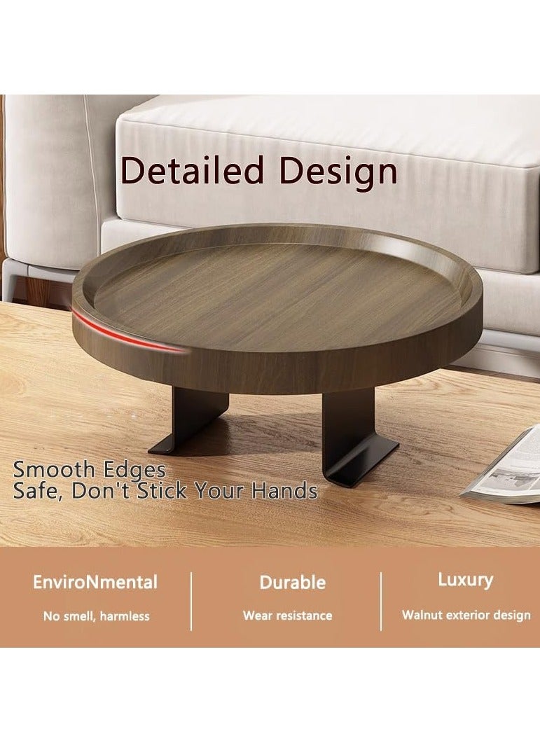 شو وو طاولة أريكة، صينية طاولة كرسي بذراعين خشبية قابلة للتعديل، مكتب مسند ذراع للأريكة وصينية أريكة للوجبات الخفيفة والمشروبات وأجهزة التحكم عن بعد، طاولة مسند ذراع مضادة للانزلاق للأريكة تناسب واسعة ورقيقة - Image 2