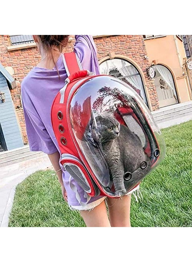 Generic Pet Transparent Cat Carrier Backpack Puppy Kitty Breathable Carriers For Travel Capsule Backpack (Red)  - Image 5