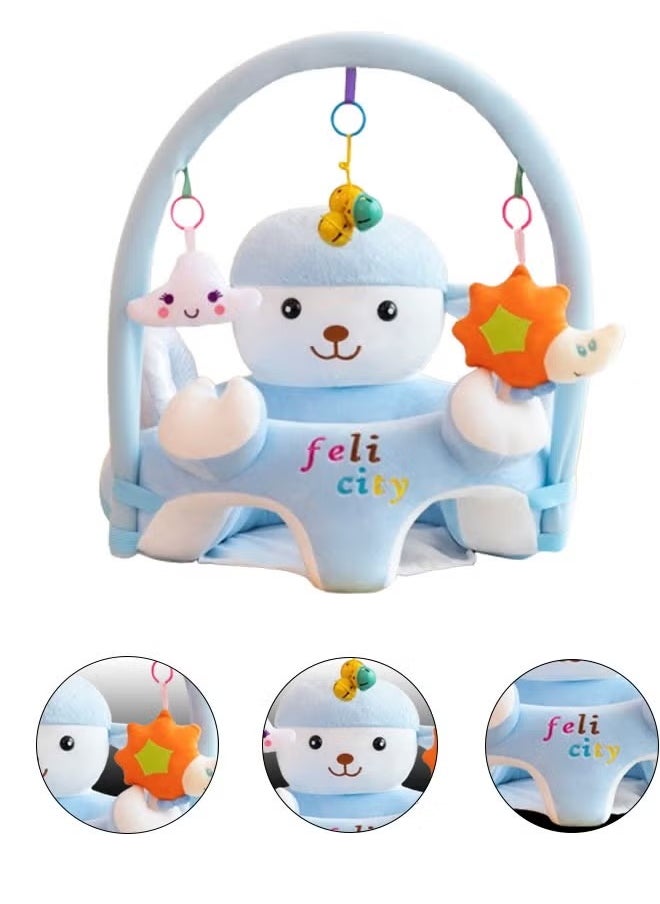 Berma Baby Baby Sitting Support Seat Sofa With Toys Rack, Infant Learning Chair - Crystal Velvet Fabric, PP Cotton Filling, Perfect Toddler Gift to Learn to Sit  - Image 1