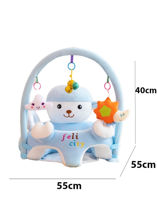 Berma Baby Baby Sitting Support Seat Sofa With Toys Rack, Infant Learning Chair - Crystal Velvet Fabric, PP Cotton Filling, Perfect Toddler Gift to Learn to Sit  - Image 2